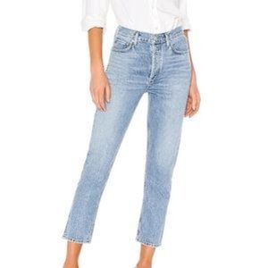 NWT AGolde Riley High Rise Crop in Blur